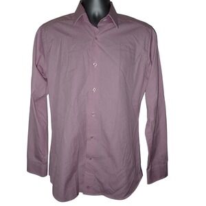 David Donahue Men's Micro Gingham Check Button Down Shirt Slim 15.5 34/35